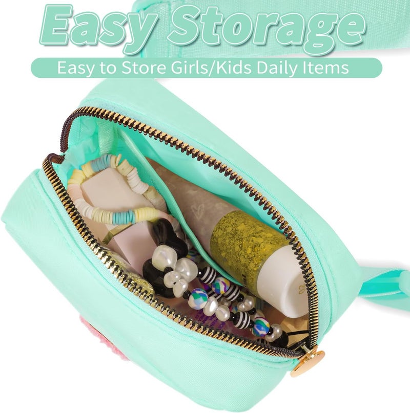 Uygafly Mini Belt Bag Fanny Pack with Initials Letter Patch Small Crossbody Bags Cute Stuff Birthday Gifts for Teenager Girls Trendy Stuff for Teens - Light Green,A - Image 2